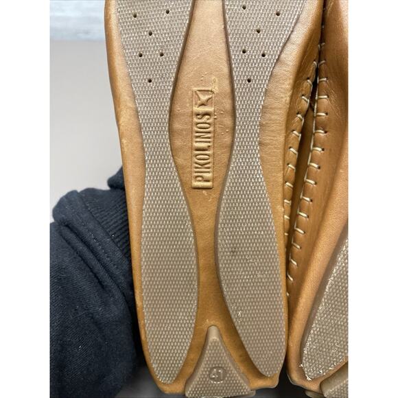PIKOLINOS Jerez Loafer Brandy Saddle Leather Flats Womens 41 Floral Laser Cut - Picture 9 of 11